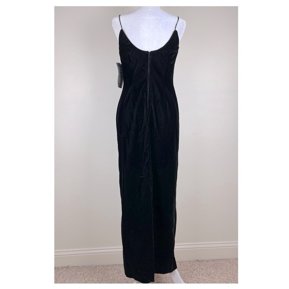 Late Edition | Vintage Dead Stock 80s 90s Timeless Black Velvet Maxi Dress | 8 - Picture 3 of 13